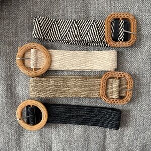 4 Boutique Rattan Waist Belts Bundle